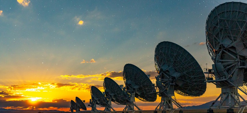 The National Science Foundation's Very Large Array -- part of NSF's National Radio Astronomy Observatory in New Mexico. NSF is looking to AI to help fuel discoveries from existing astronomical data.