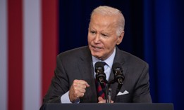 President Joe Biden, speaking at NHTI-Concord Community College in Concord, New Hampshire on Oct. 22, again denounced former President Donald Trump's plan to make the federal civil service at-will employees.