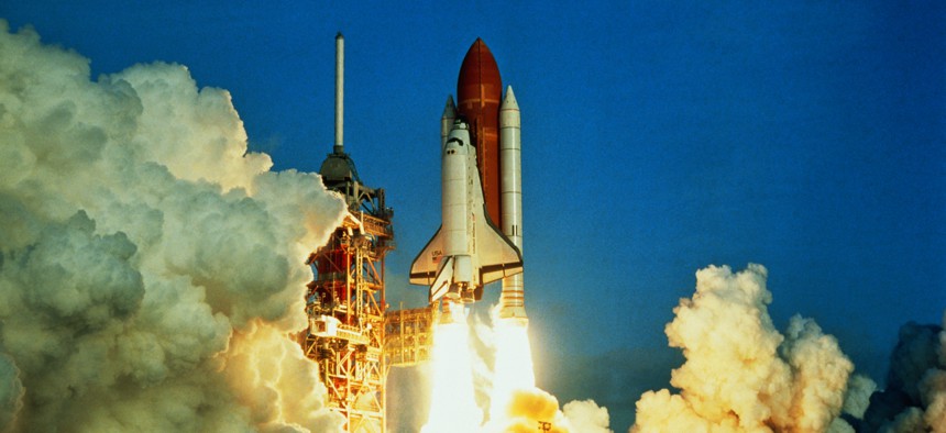 Space shuttle launch, Cape Canaveral, Florida, USA