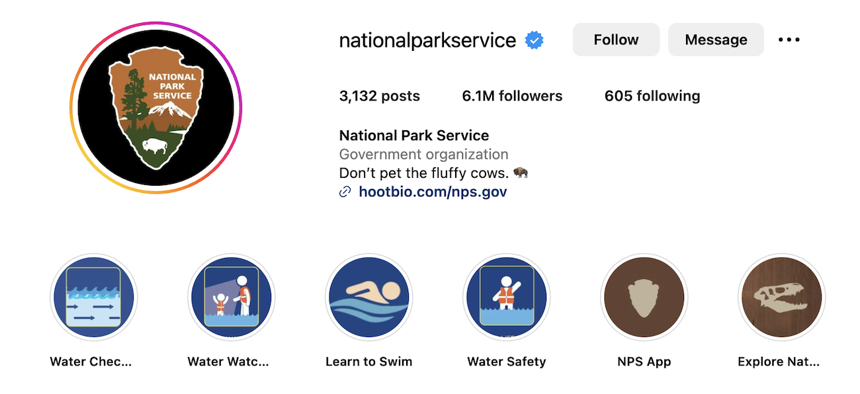 The National Park Service’s Instagram account showcases photos of the diverse terrains of the United States’ 431 national parks.