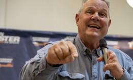 Sen. Jon Tester, D-Mont., speaks at a rally on Sept. 5, 2024 in Bozeman, Montana. The top Democrat on the Senate Veterans’ Affairs Committee and Defense Appropriations Subcommittee is seen as one of the most endangered incumbents in this election. 