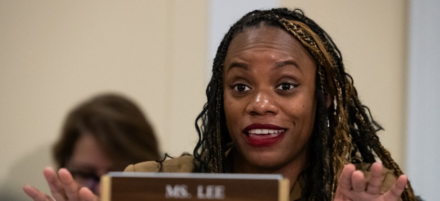 Rep. Summer Lee, D-Pa., questions witnesses during a roundtable on Supreme Court ethics hosted by House Oversight Committee Democrats in Washington, DC on June 11, 2024. Lee introduced legislation Nov. 1 that would require agencies to create an office focused on civil rights and their use of AI technology.