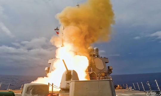  The Arleigh Burke-class guided-missile destroyer USS Higgins (DDG 76) launches a standard missile 2 (SM-2) from the forward vertical launching system while operating in the Philippine Sea, April 5, 2024.