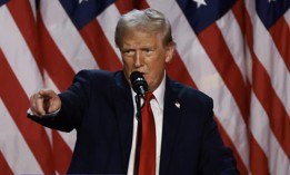 Donald Trump speaks during an election night event at the Palm Beach Convention Center on Nov. 6, 2024 in West Palm Beach, Fla. 