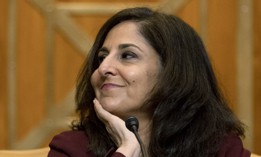 Neera Tanden appears before a Senate committee hearing on Feb. 10, 2021. OSC is alleging that Tanden violated the Hatch Act. 