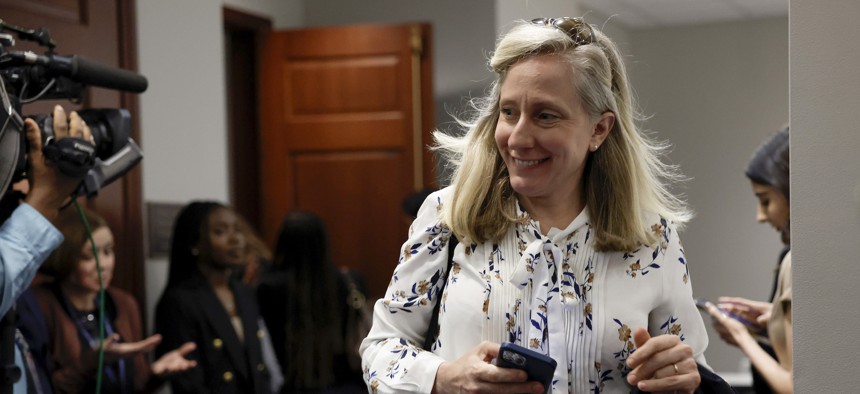 Rep. Abigail Spanberger, D-Va., departs from a meeting at the U.S. Capitol in May 2023. The House recently passed legislation of which Spanberger is a cosponsor.. 