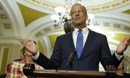 Sen. John Thune, R-S.D., speaks during a news conference at the U.S. Capitol on Sept. 10, 2024. Senate Republicans elected him majority leader on Wednesday. 