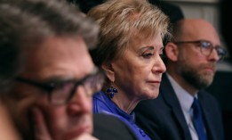  Linda McMahon during a cabinet meeting at the White House on Feb. 12, 2019. McMahon headed the Small Business Administration during Trump's first term. 