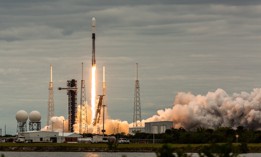 A SpaceX Falcon 9 rocket launches from Cape Canaveral Space Force Station, carrying the GSAT-20 satellite for New Space India. 