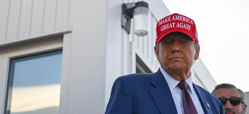 President-elect Donald Trump attends a viewing of the launch of the test flight of the SpaceX Starship rocket on Nov. 19, 2024 in Brownsville, Texas. Trump's transition team has yet to sign an agreement providing central government office space or access to IT services such as official .gov email addresses. 