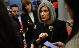 Sen. Joni Ernst, R-Iowa, speaks to reporters as she walks to a Senate luncheon at the U.S. Capitol on Nov. 19, 2024 in Washington, DC.