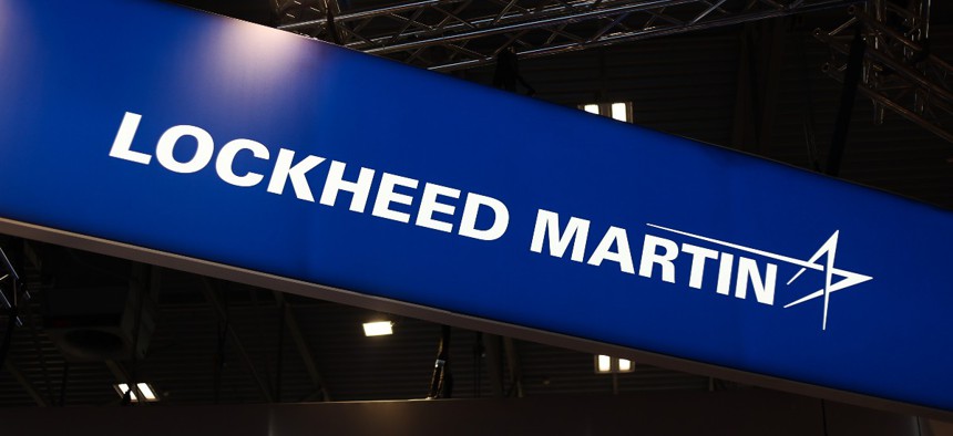 Lockheed Martin's logo at a September defense industry exhibition in Kielce, Poland.