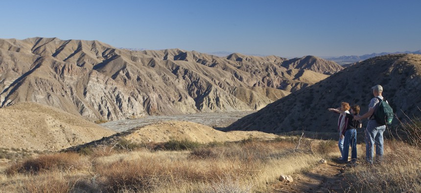 Visitors trek the Sand to Snow National Monument in Southern California, a popular area for camping, hiking, hunting and other activities.