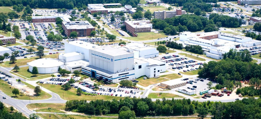 An aerial view of NASA's Goddard Space Flight Center in Greenbelt, Maryland.