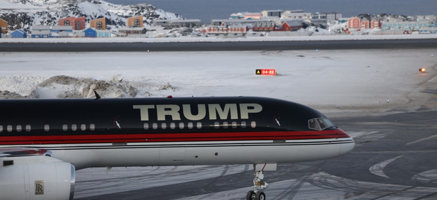 An aircraft allegedly carrying US businessman Donald Trump Jr. arrives in Nuuk, Greenland on January 7, 2025. Donald Trump Jr's plane landed in Nuuk, Greenland, where he is making a short private visit, weeks after his father, US President-elect Donald Trump, suggested Washington annex the autonomous Danish territory. 