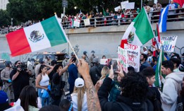 Thousands of people rallied in Los Angeles on Feb. 2, 2025, to protest President Trump's crackdown on illegal immigration and his aggressive deportation policies.