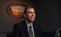 Space Development Agency Director Derek Tournear records an interview for the Defense One Tech Summit at the Pentagon in 2021.