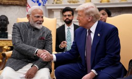 U.S. President Donald Trump and Indian Prime Minister Narendra Modi meet at the White House on February 13, 2025. 