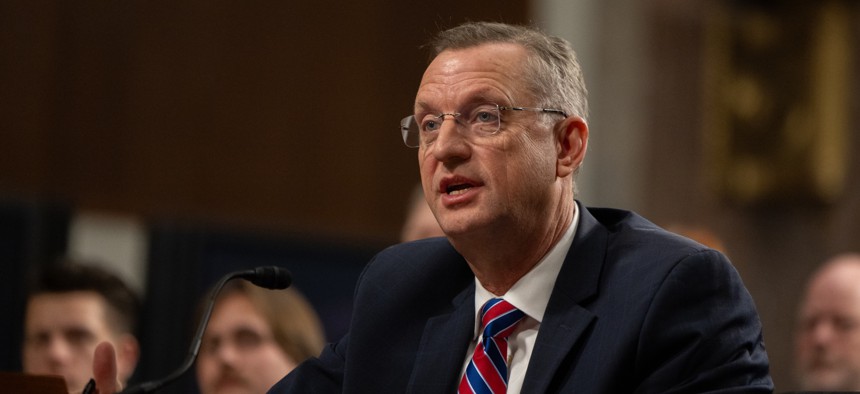 Doug Collins speaks at his VA secretary confirmation hearing in front of the Senate's Veterans Affairs Committee in Washington, DC, United States on Jan. 21, 2025