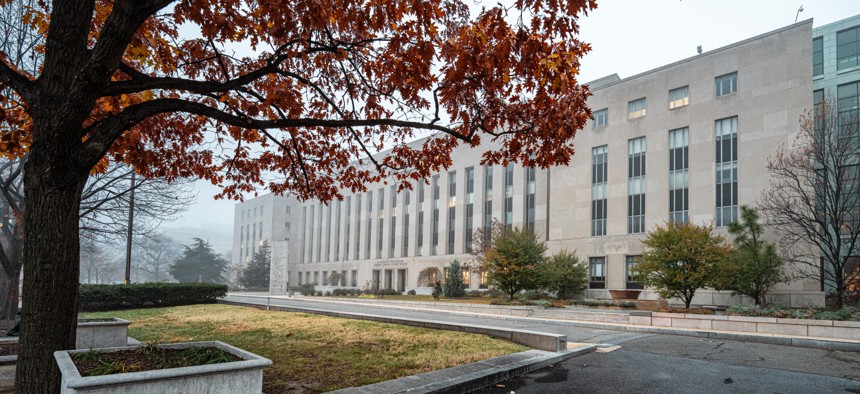 A three-judge panel of the U.S. Court of Appeals for the District of Columbia Circuit heard arguments at the E. Barrett Prettyman Federal Courthouse on April 22, 2025, over President Donald Trump's ban on transgender people serving in the military.