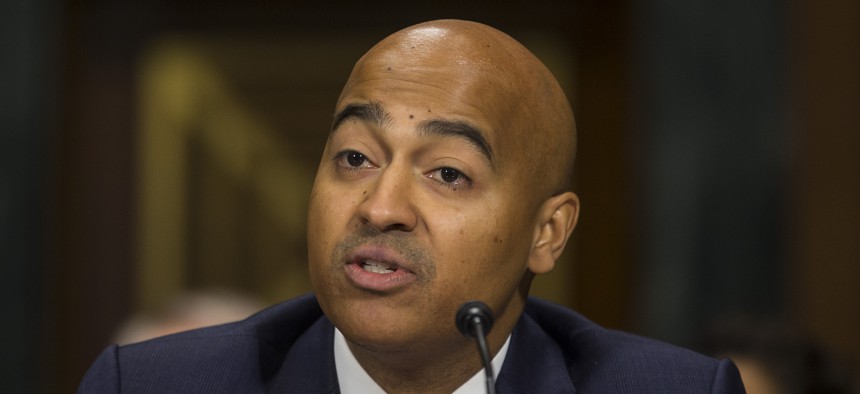 Travis LeBlanc testifies during a hearing on Capitol Hill on Feb. 5, 2019. LeBlanc was fired from his position on the Privacy and Civil Liberties Oversight Board.