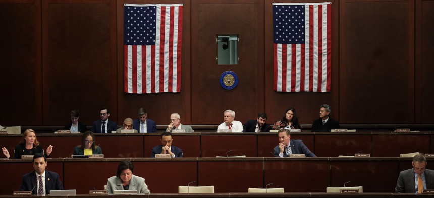 The House Oversight And Government Reform Committee meets at the U.S. Capitol on March 25, 2025. On Wednesday, the committee will meet to debate GOP-proposed cuts to federal workers’ retirement benefits.