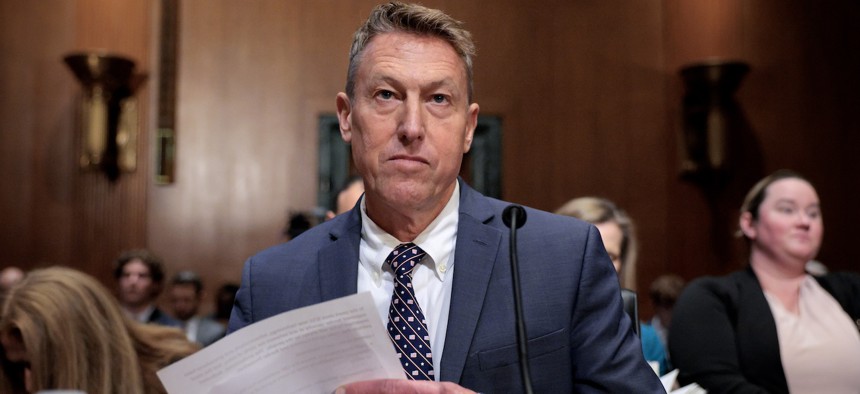 Rodney Scott, President Trump's nominee to be chief of U.S. Customs and Border Protection, prepares to testify during his confirmation hearing before the Senate Finance Committee in the Dirksen Senate Office Building on April 30, 2025. Scott previously lead the U.S. Border Patrol but was dismissed by President Biden in 2021 due to disagreements over illegal immigration and other border-related matters.