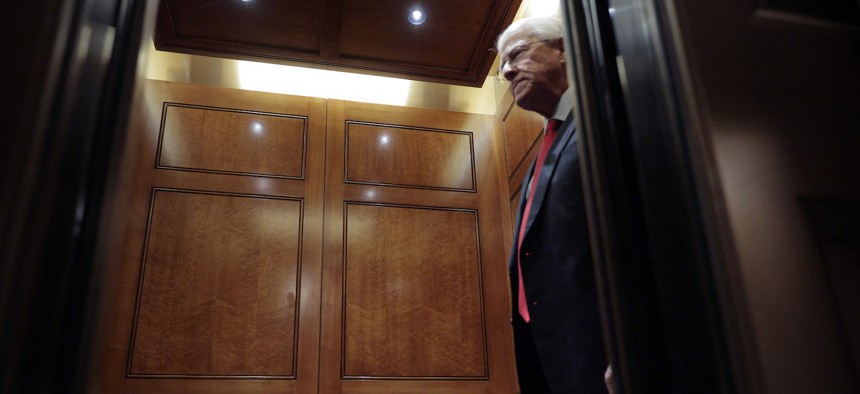 U.S. Senate Armed Services Committee Chairman Roger Wicker, R-Miss., leaves the Senate Chamber on February 18, 2025.