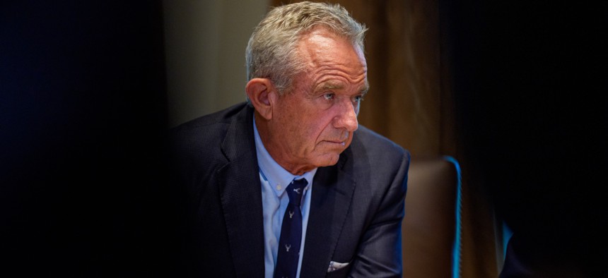 Health and Human Services Secretary Robert F. Kennedy Jr. appears during a cabinet meeting at the White House on April 30, 2025. Nineteen states have filed suit against Kennedy's move to lay off 10,000 HHS employees.