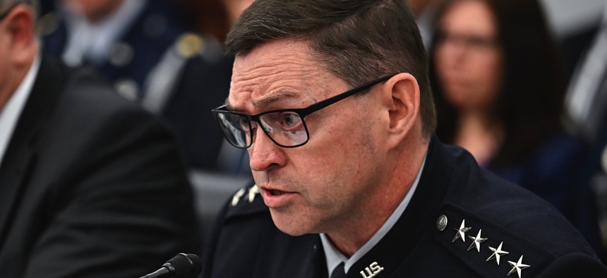 Chief of Space Operations Gen. Chance Saltzman testifies to the House Appropriations Committee for an oversight hearing at the U.S. Capitol in Washington, D.C., May 6, 2025.