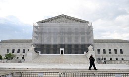 A police officer is seen outside the Supreme Court on May 15, 2025, in Washington, D.C.