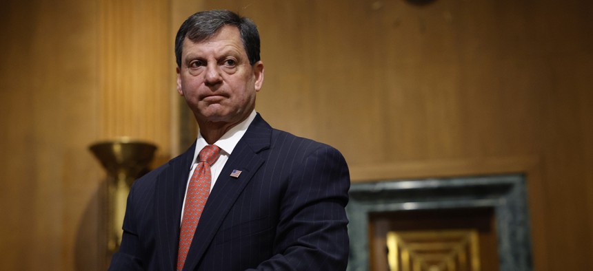 Frank Bisignano, commissioner of Social Security Administration, arrives to testify at his Senate Finance Committee confirmation hearing at the Dirksen Senate Office Building on March 25, 2025 in Washington, DC.