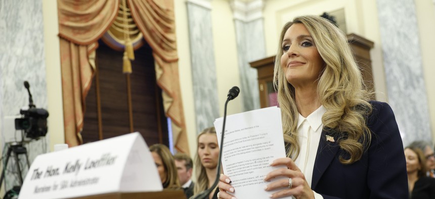 Kelly Loeffler testifies during her confirmation hearing to lead the Small Business Administration on Jan. 29, 2025.