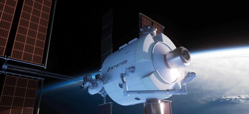 A digital rendering of Starlab.