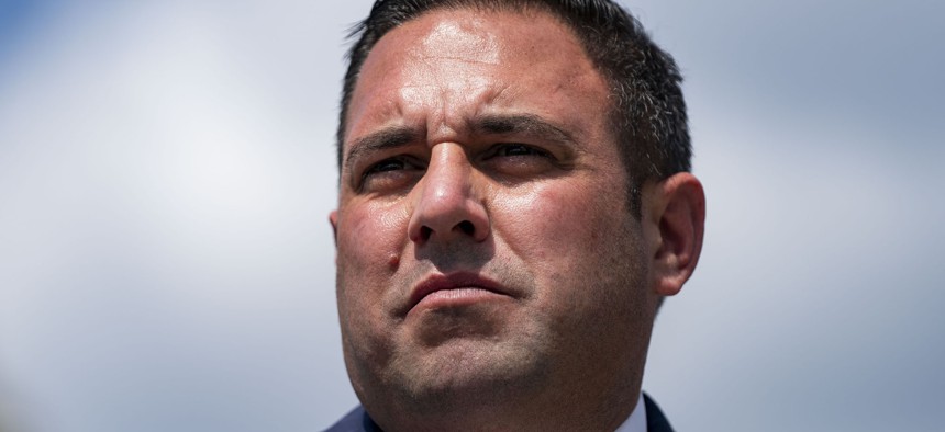 Former Rep. Anthony D'Esposito, R-N.Y., speaks during a news conference outside the U.S. Capitol on Sept. 11, 2024. He is President Donald Trump's nominee to be inspector general for the Labor Department.