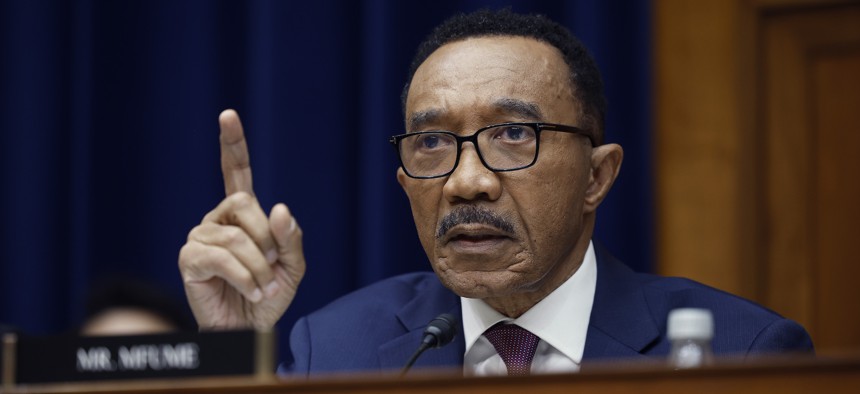 Rep. Kweisi Mfume, D-Md., on Capitol Hill on March 8, 2023. The lawmaker questioned the effectiveness of the U.S. Postal Service's "Delivering for America" reform plan at a hearing on Tuesday.