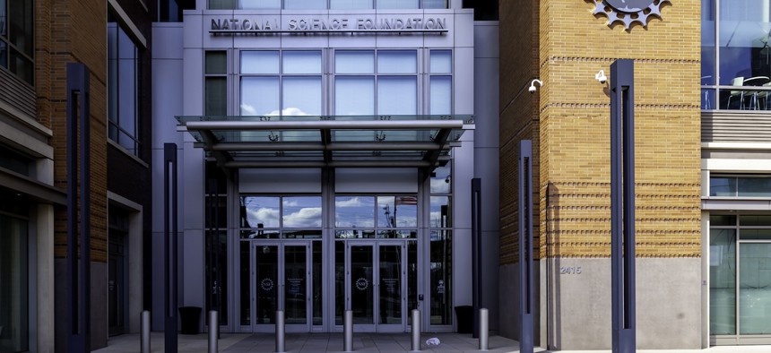 The entrance of the National Science Foundation (NSF) building in Washington, D.C. Officials from HUD and the General Services Administration announced the planned move last week