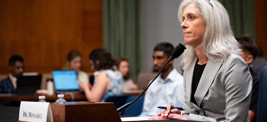 Susan Monarez, nominee to be director of the Centers for Disease Control and Prevention, testifies during her confirmation hearing in the Senate Health, Education, Labor, and Pensions Committee on June 25, 2025.