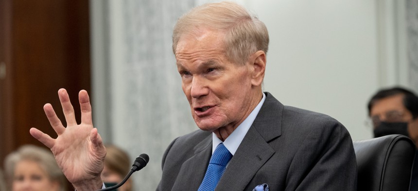 Former NASA administrator Bill Nelson speaks during a hearing on Capitol Hill on April 21, 2021. He recently criticized the Trump administration's cuts to federal science agencies.
