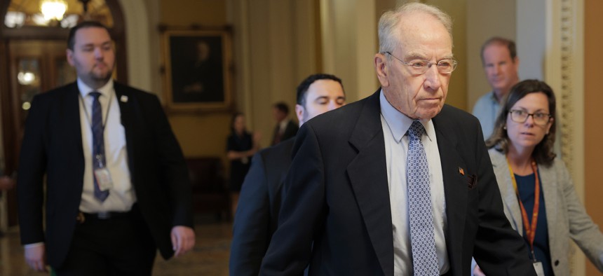 Sen. Chuck Grassley, R-Iowa, walks through the U.S. Capitol Building June 16, 2025. Grassley is the co-chair of the Senate Whistleblower Protection Caucus.