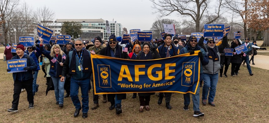 The American Federation of Government Employees and other unions have challenged the president’s policies in court.