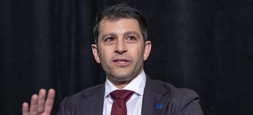 GSA Deputy Administrator Stephen Ehikian speaks during the July 17 Government Efficiency Summit. Ehikian told GSA staff on Sept. 3 that he intends to depart his position at the agency.