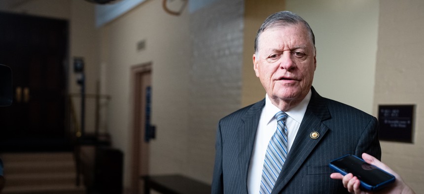 Rep. Tom Cole, R-Okla., heads to the House Republican Conference caucus meeting in the U.S. Capitol on Sept. 16, 2025. Cole is chairman of the House Appropriations Committee.