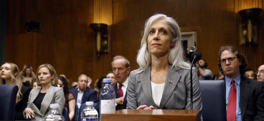 Susan Monarez, former director of the Centers for Disease Control and Prevention, prepares to testify before the Senate Committee on Health, Education, Labor, and Pensions in the Dirksen Senate Office Building on Sept. 17, 2025 in Washington, D.C. The committee is hearing testimony from fired CDC employees and the implications on children’s health.