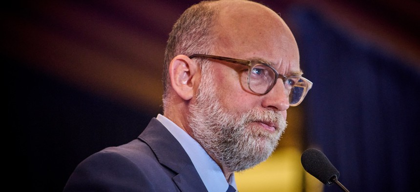Russ Vought, director of the Office of Management and Budget, speaking at the National Conservative Convention on Sept. 3, 2025 in Washington, D.C.