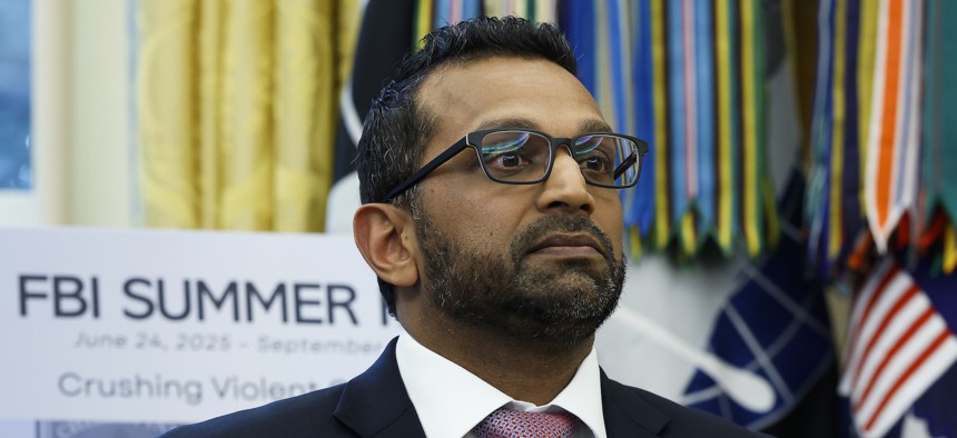 FBI Director Kash Patel during a press conference in the Oval Office on Wednesday.
