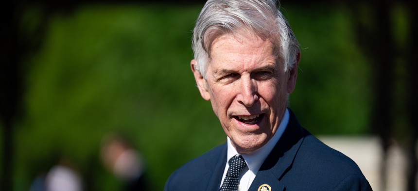 Rep. Don Beyer, D-Va., speaks during the news conference outside the U.S.Capitol on May 7, 2025. Beyer and Rep. Sarah Elfreth, D-Md., led several House Democrats in calling for utility and internet providers not to penalize federal employees during the shutdown.