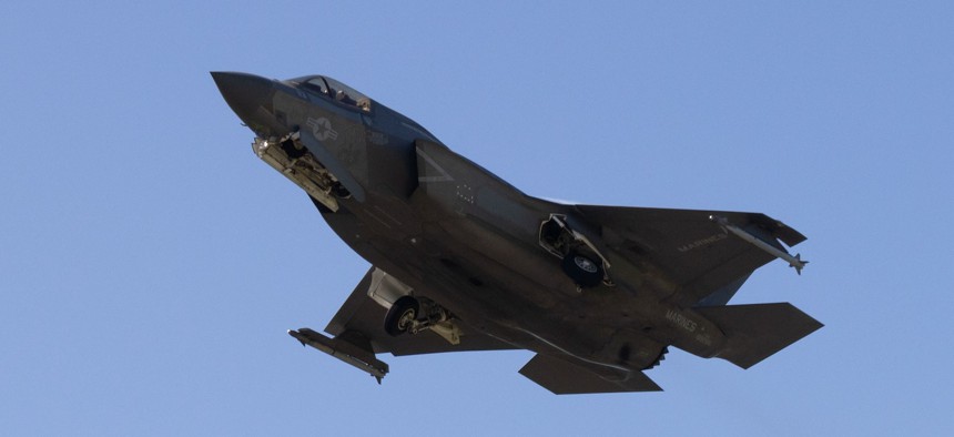A Marine Corps F-35 takes off at Jose Aponte de la Torre Airport, Puerto Rico, Oct. 3, 2025.