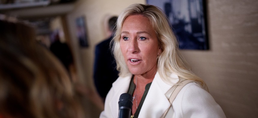 Rep. Marjorie Taylor Greene, R-Ga., will receive about $8,700 a month in FERS pension benefits once she turns 62, based on her five years in office.