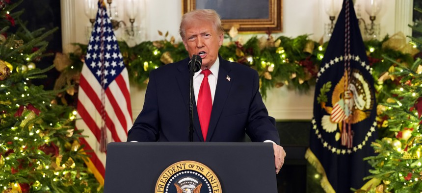 President Donald Trump addresses the country on Dec. 17, 2025, in Washington, D.C.